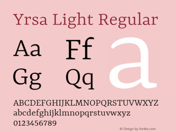 Yrsa Light Version 1.000;PS 1.000;hotconv 1.0.88;makeotf.lib2.5.647800; ttfautohint (v1.3.34-f4db) Font Sample