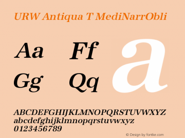 URW Antiqua T MediNarrObli Version 001.005 Font Sample