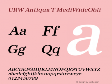 URW Antiqua T MediWideObli Version 001.005 Font Sample