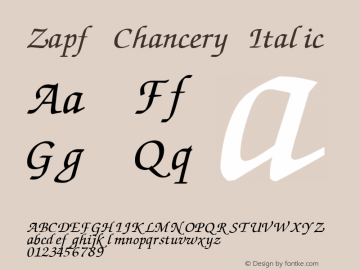 Zapf Chancery Italic:001.007 001.007 Font Sample