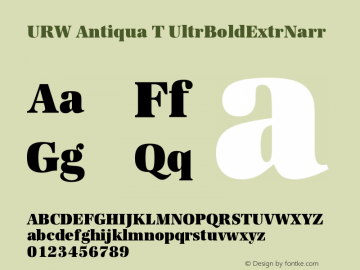 URW Antiqua T UltrBoldExtrNarr Version 001.005 Font Sample