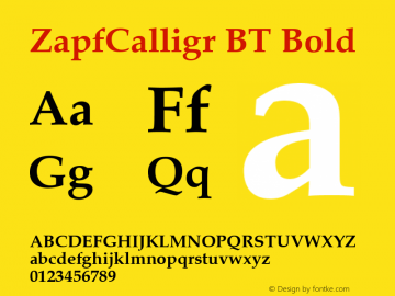Zapf Calligraphic 801 Bold BT mfgpctt-v1.52 Monday, January 25, 1993 12:03:08 pm (EST)图片样张