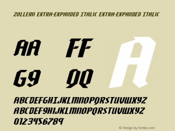 Zollern Extra-Expanded Italic Version 1.0; 2012图片样张