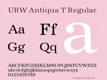 URW Antiqua T Regular Version 001.005 Font Sample