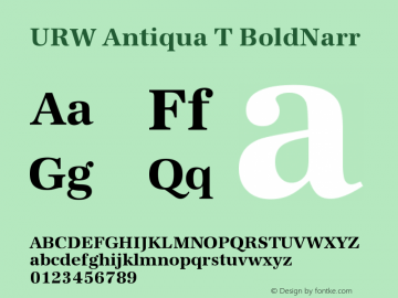 URW Antiqua T BoldNarr Version 001.005 Font Sample