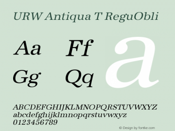 URW Antiqua T ReguObli Version 001.005图片样张