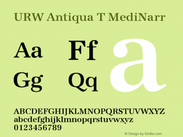 URW Antiqua T MediNarr Version 001.005 Font Sample