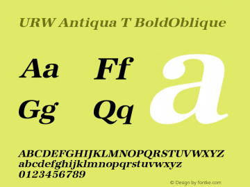 URW Antiqua T BoldOblique Version 001.005 Font Sample