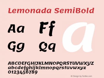 Lemonada-SemiBold Version 3.007;PS 003.007;hotconv 1.0.88;makeotf.lib2.5.64775 Font Sample