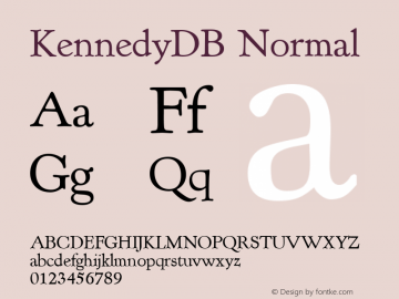 KennedyDB Normal Altsys Fontographer 4.0.3 16.9.1994 Font Sample