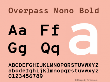 Overpass Mono Bold Version 1.000;DELV;Overpass; ttfautohint (v1.5)图片样张
