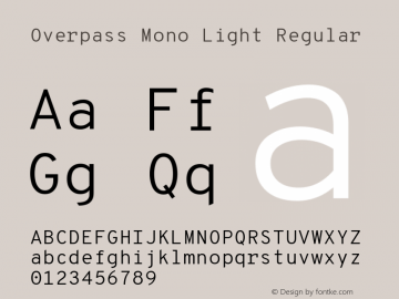 Overpass Mono Light Version 1.000;DELV;Overpass; ttfautohint (v1.5)图片样张