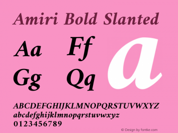 Amiri Bold Slanted Version 000.103 Font Sample