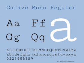 Cutive Mono Regular Version 1.100 Font Sample