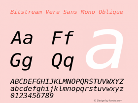 Bitstream Vera Sans Mono Oblique Release 1.10图片样张