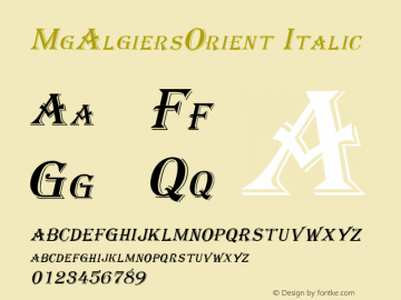 MgAlgiersOrient Italic Altsys Fontographer 3.3  16-09-93 Font Sample