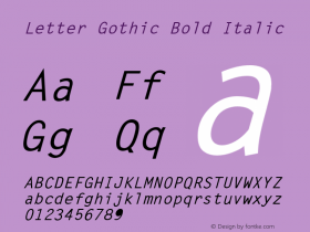 Letter Gothic Bold Italic (C)opyright 1992 WSI:8/6/92图片样张