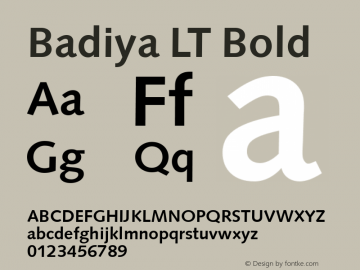 Badiya LT Bold Version 1.00; 2007 Font Sample
