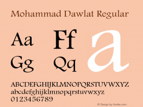 Mohammad Dawlat Glyph Systems 5-April-96 Font Sample