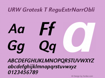 URW Grotesk T ReguExtrNarrObli Version 001.005图片样张