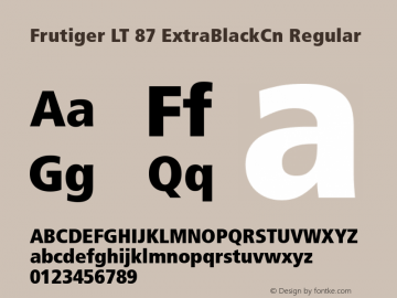 Frutiger LT 87 Extra Black Condensed Version 6.1; 2002图片样张