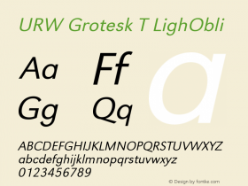 URW Grotesk T LighObli Version 001.005图片样张