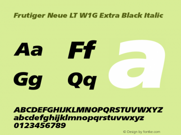 FrutigerNeueLTW1G-XBlackIt Version 1.00 Font Sample