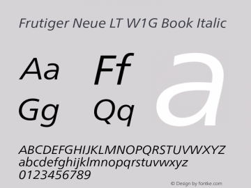 FrutigerNeueLTW1G-BookIt Version 1.00 Font Sample
