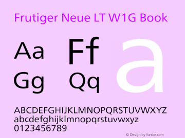 FrutigerNeueLTW1G-Book Version 1.00 Font Sample