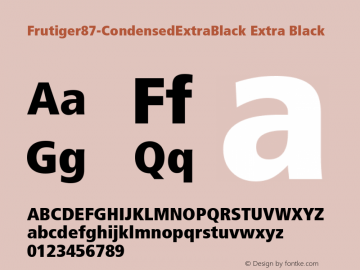 Frutiger87-CondensedExtraBlack Version 1.00 Font Sample