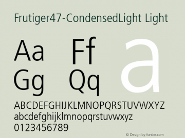 Frutiger47-CondensedLight Version 1.00 Font Sample