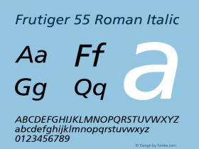 Frutiger 56 Italic Converter: Windows Type 1 Installer V1.0d.￿Font: V1.2 Font Sample