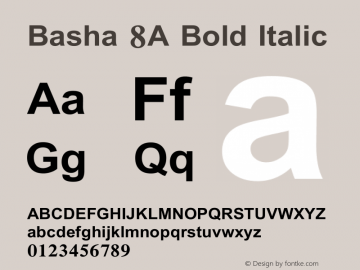 Basha 8A Bold Italic Version 1.00 September 19, 2007, initial release Font Sample