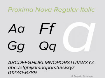 Proxima Nova Regular Italic Version 2.003 Font Sample