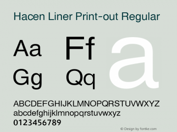 Hacen Liner Print-out Version 1.00 2006 Font Sample