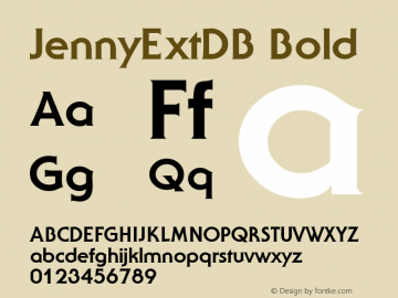 JennyExtDB Bold Altsys Fontographer 4.0.3 17.9.1994 Font Sample