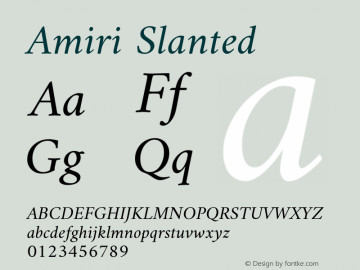 Amiri Slanted Version 000.103 Font Sample