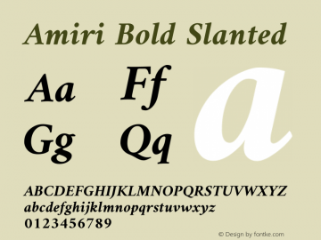 Amiri Bold Slanted Version 000.103 Font Sample