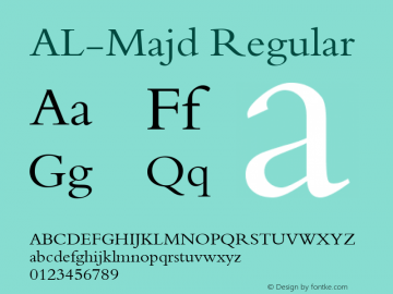 AL-Majd Glyph Systems 27-May-2001 Font Sample