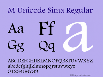 M Unicode Sima 1.0 - 1422 Font Sample
