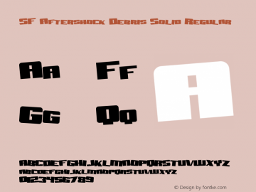 SF Aftershock Debris Solid Regular ver 1.0; 1999. Freeware for non-commercial use. Font Sample