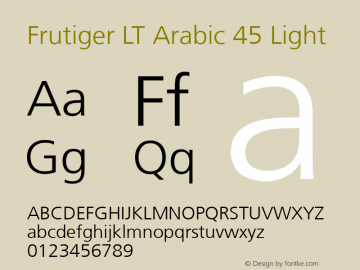 Frutiger LT Arabic 45 Light Version 1.00; 2007 Font Sample