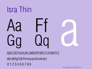Isra Thin Regular Version 1.00 Font Sample