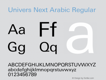 Univers Next Arabic Regular Version 1.01 Font Sample