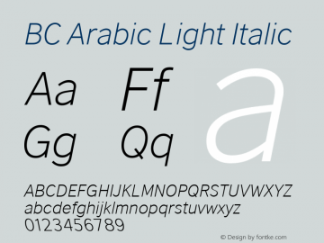 BC Arabic Light Italic Version图片样张