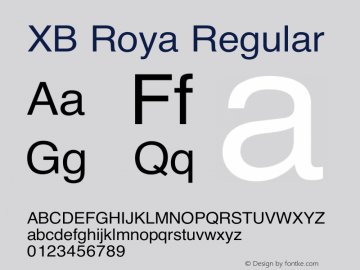 XB Roya Version 6.001 2008 Font Sample