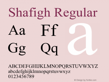 Shafigh 1.0 Font Sample