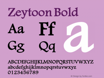 Zeytoon  Bold Macromedia Fontographer 4.1 19/05/02 Font Sample