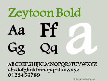 Zeytoon  Bold Macromedia Fontographer 4.1 19/05/02 Font Sample