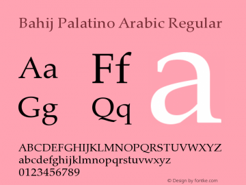 Bahij Palatino Arabic Version 1.10 October 21, 2016图片样张